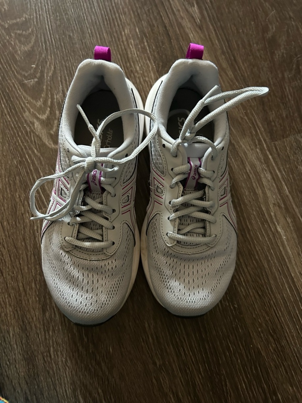 ASICS Kids White Sneakers with Pink Accents